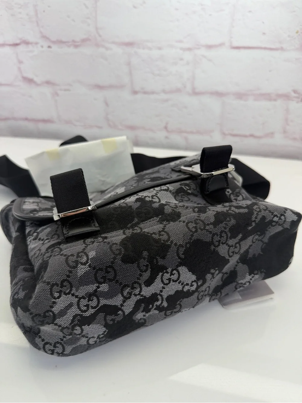Gucci GG Canvas Camouflage Marbled Small Crossbody Bag Black NWT